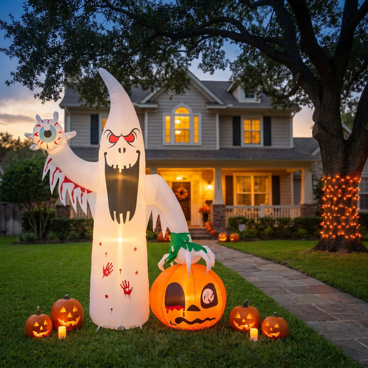 8FT Blow-Up Halloween Inflatable Decoration with Built-in LED Lights