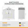 8 x 4 ft Plastic Garden Storage Shed with Apex Roof & Double Doors