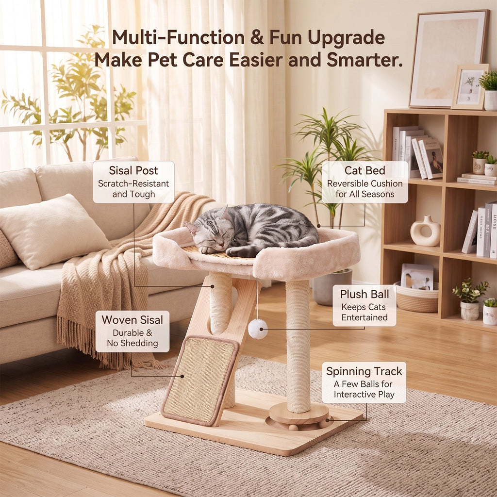 Cat Tree with Scratching Posts and Toy