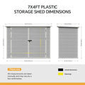 7 x 4 ft Outdoor Plastic Bike Storage Shed with Pent Roof & Double Doors