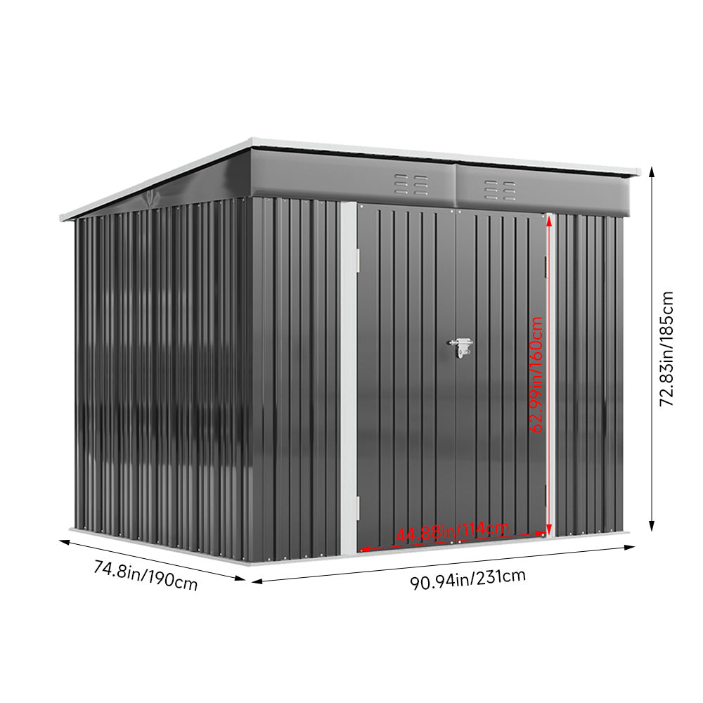 8 x 6 ft Metal Garden Storage Shed with Foundation Base