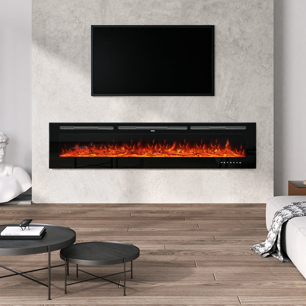 70/80 Inch Wall Mounted/Insert Electric Fireplace with 12 Colours Settings