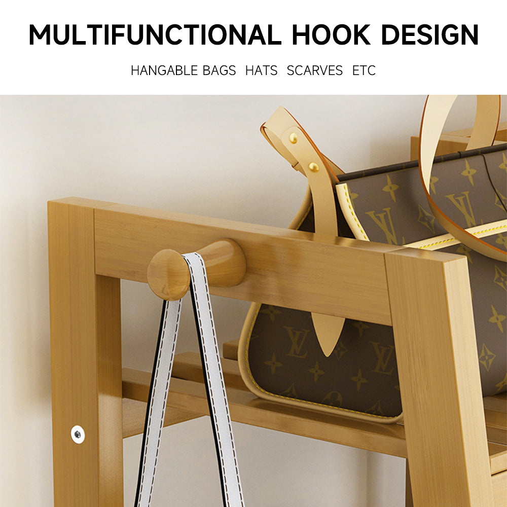 Bamboo Bedroom Garment Clothes Rack Natural