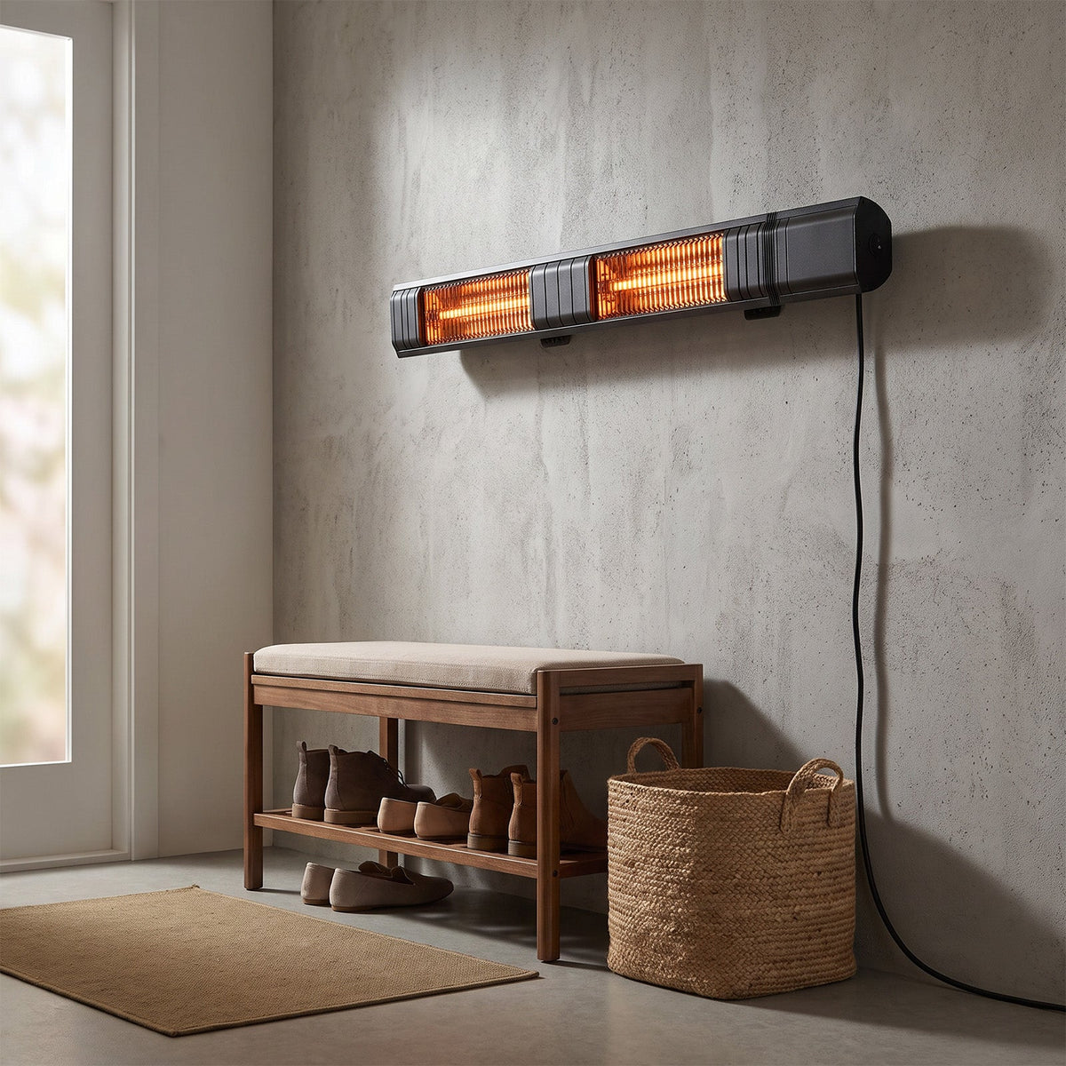 3000W Wall-Mounted Infrared Patio Heater with 9 Temperature Settings & 24H Timer