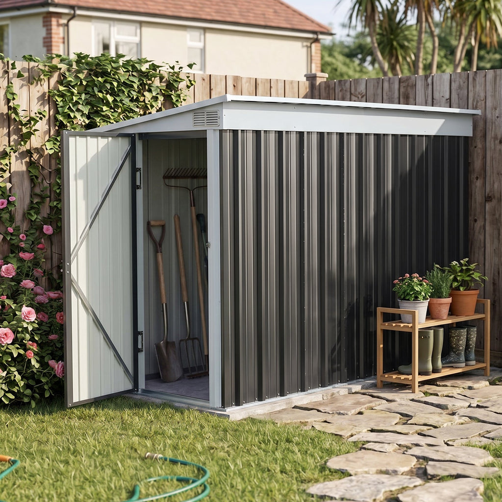 9 x 4 ft Metal Garden Storage Shed with Pent Roof