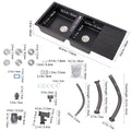 Double Bowl Quartz Resin Composite Kitchen Sink with Waste Kit