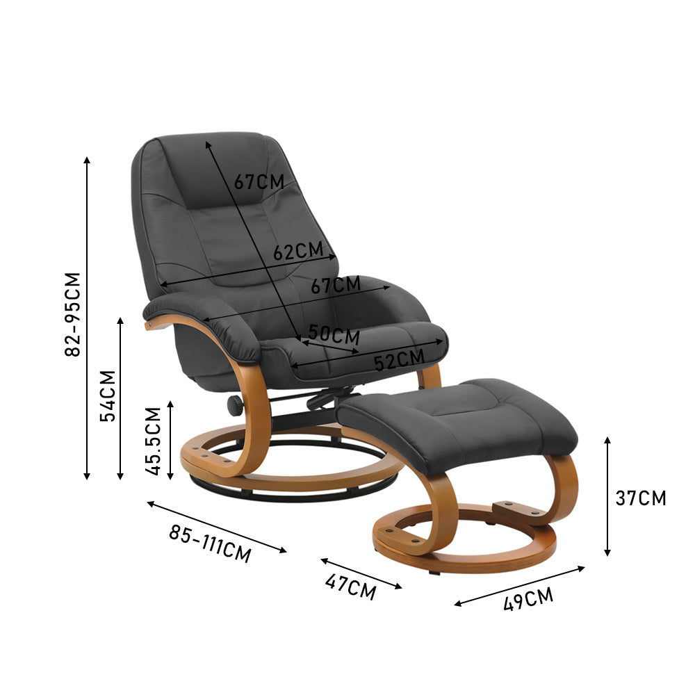 Black Ergonomic Executive Office Reclining Chair with Footstool