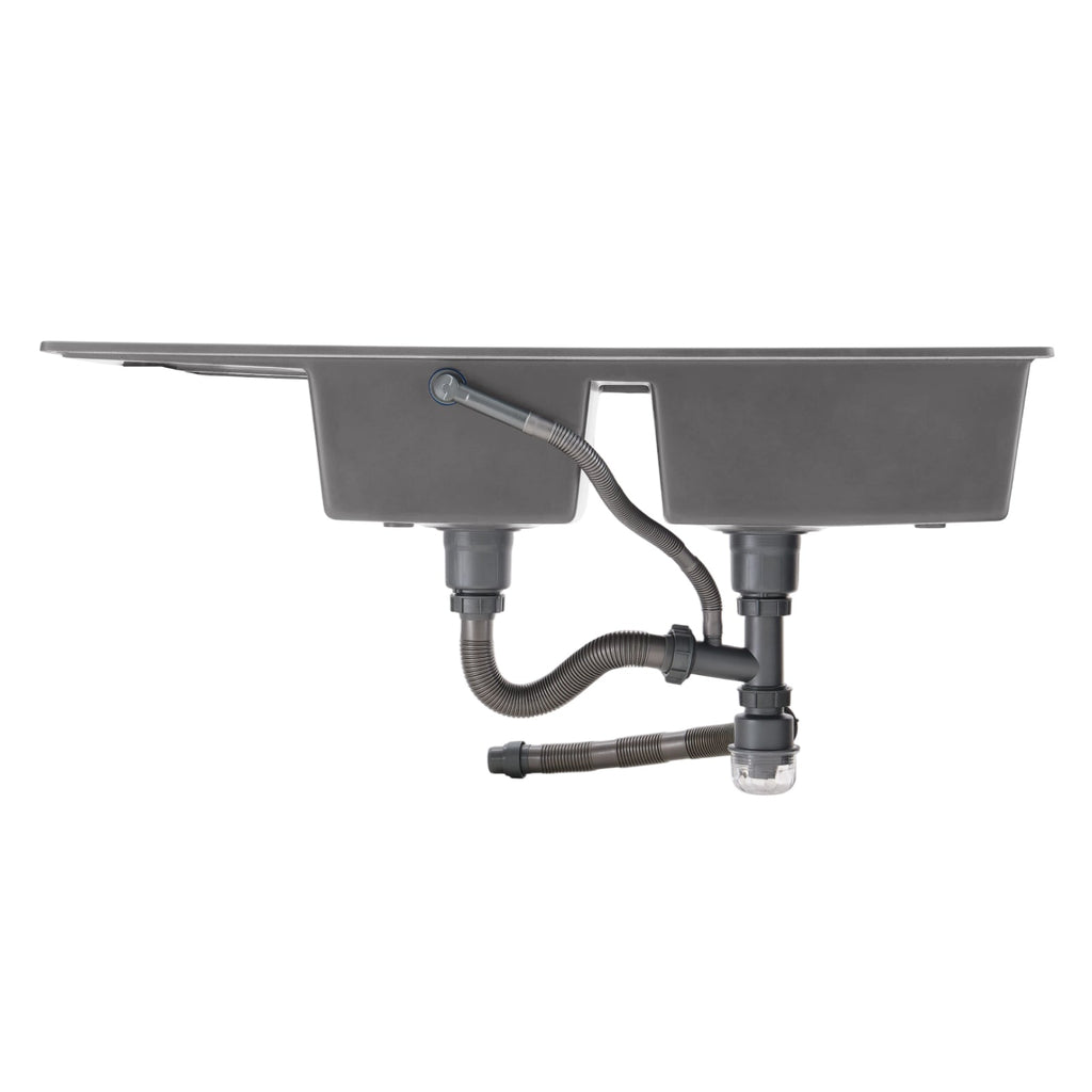 Double Bowl Quartz Resin Composite Kitchen Sink with Waste Kit