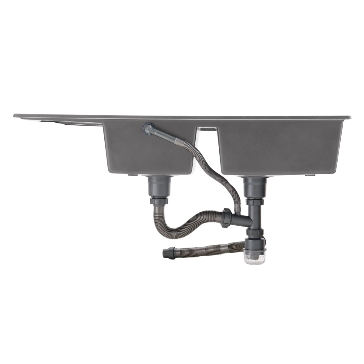 Double Bowl Quartz Resin Composite Kitchen Sink with Waste Kit