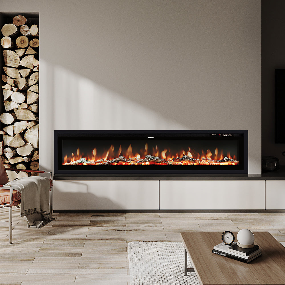 40/50/60 Inch Electric Fire with 12 Flame Colours & Remote Control