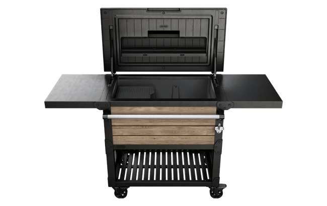 Signature Patio Cooler and Beverage Cart - Ashwood Brown