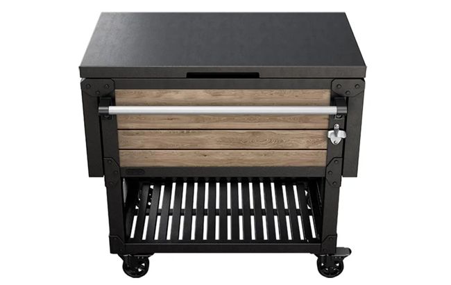 Signature Patio Cooler and Beverage Cart - Ashwood Brown