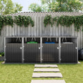 Black Metal Outdoor Garbage Bin Shed For 4 Trash Bin