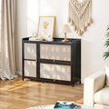 3-Door Rattan-Style Shoe Cabinet with Flip-Down Storage
