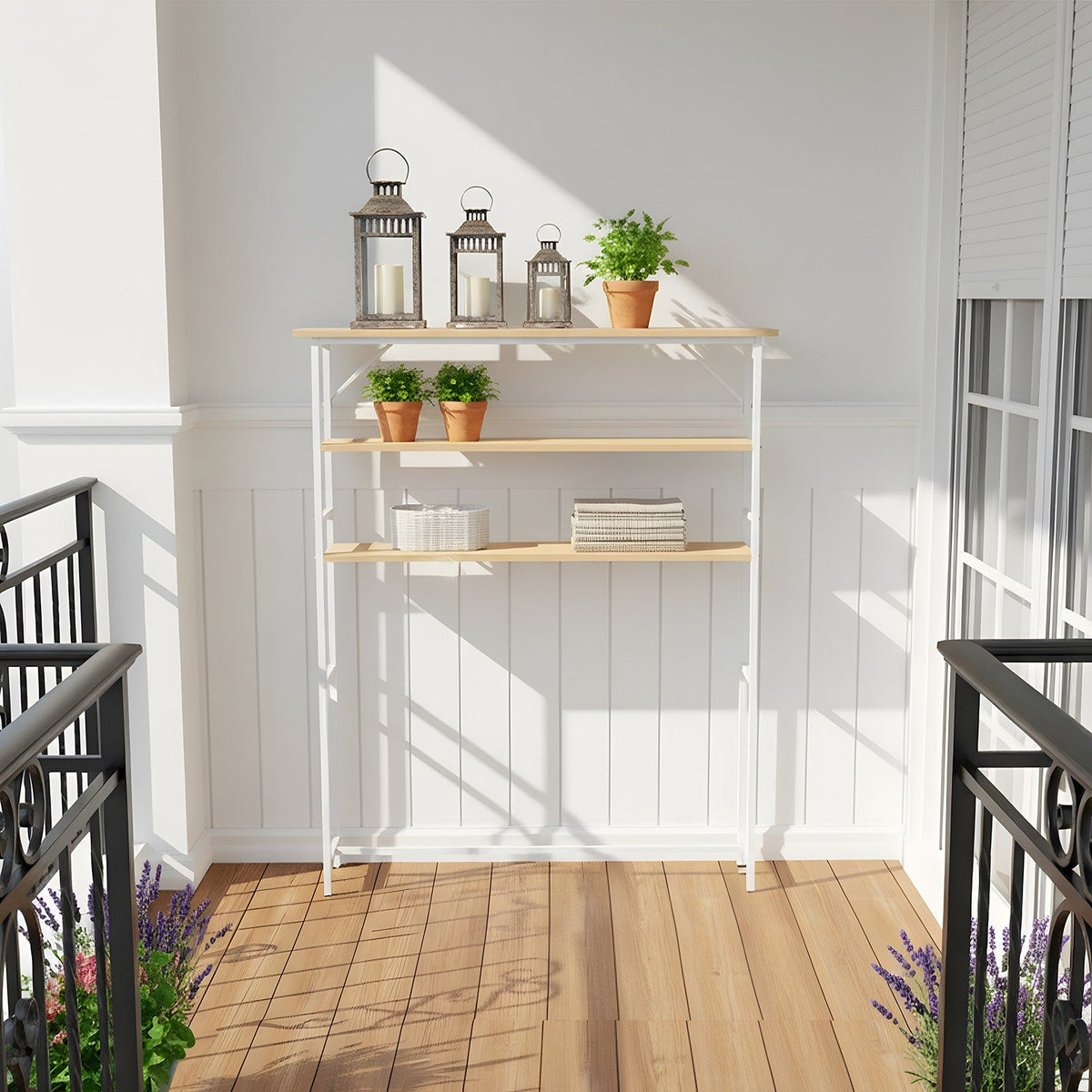 3-Tier Wood-Grain Narrow Console Table