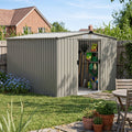 8 x 8 ft Metal Garden Storage Shed with Apex Roof & Sliding Door