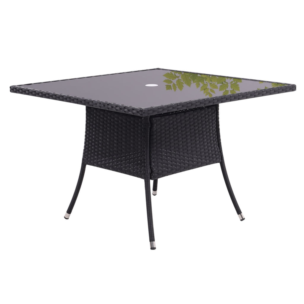 Brown/Black Outdoor Table with Parasol Hole