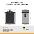 6 x 4 ft Plastic Garden Storage Shed with Apex Roof & Padlockable Double Doors
