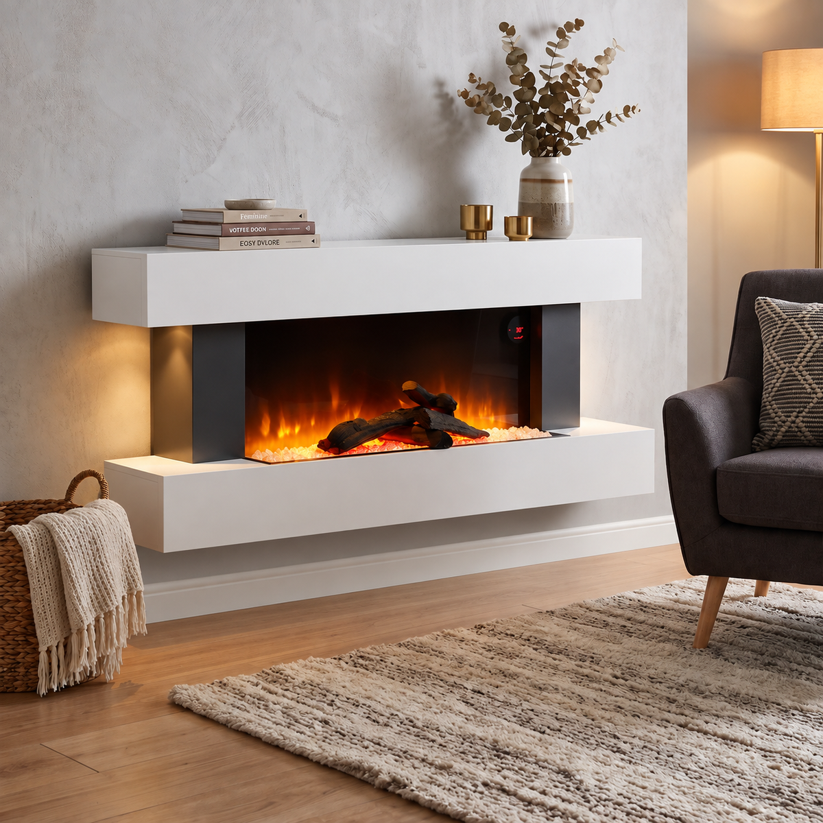 52 Inch MDF Electric Fireplace Suite with Remote Control