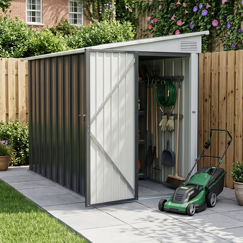 9 x 4 ft Metal Garden Storage Shed with Pent Roof