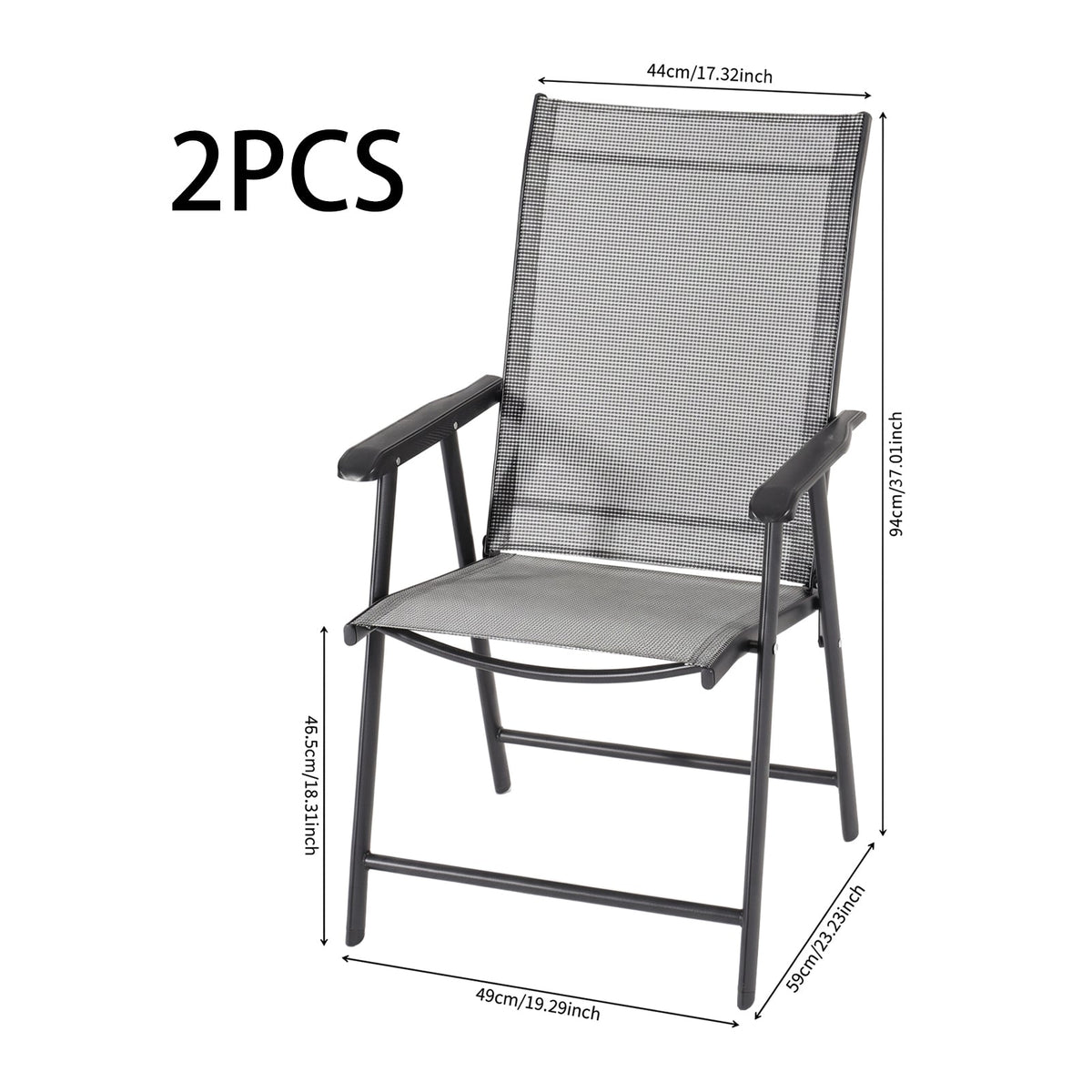 Metallic-Frame and Fabric Foldable Chairs Set of 2