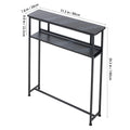 2-Tier Narrow Marble-Effect Console Table