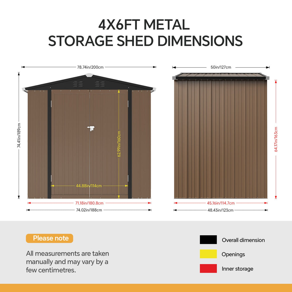 6 x 4 ft Apex Roof Garden Tool Shed With Lockable Doors
