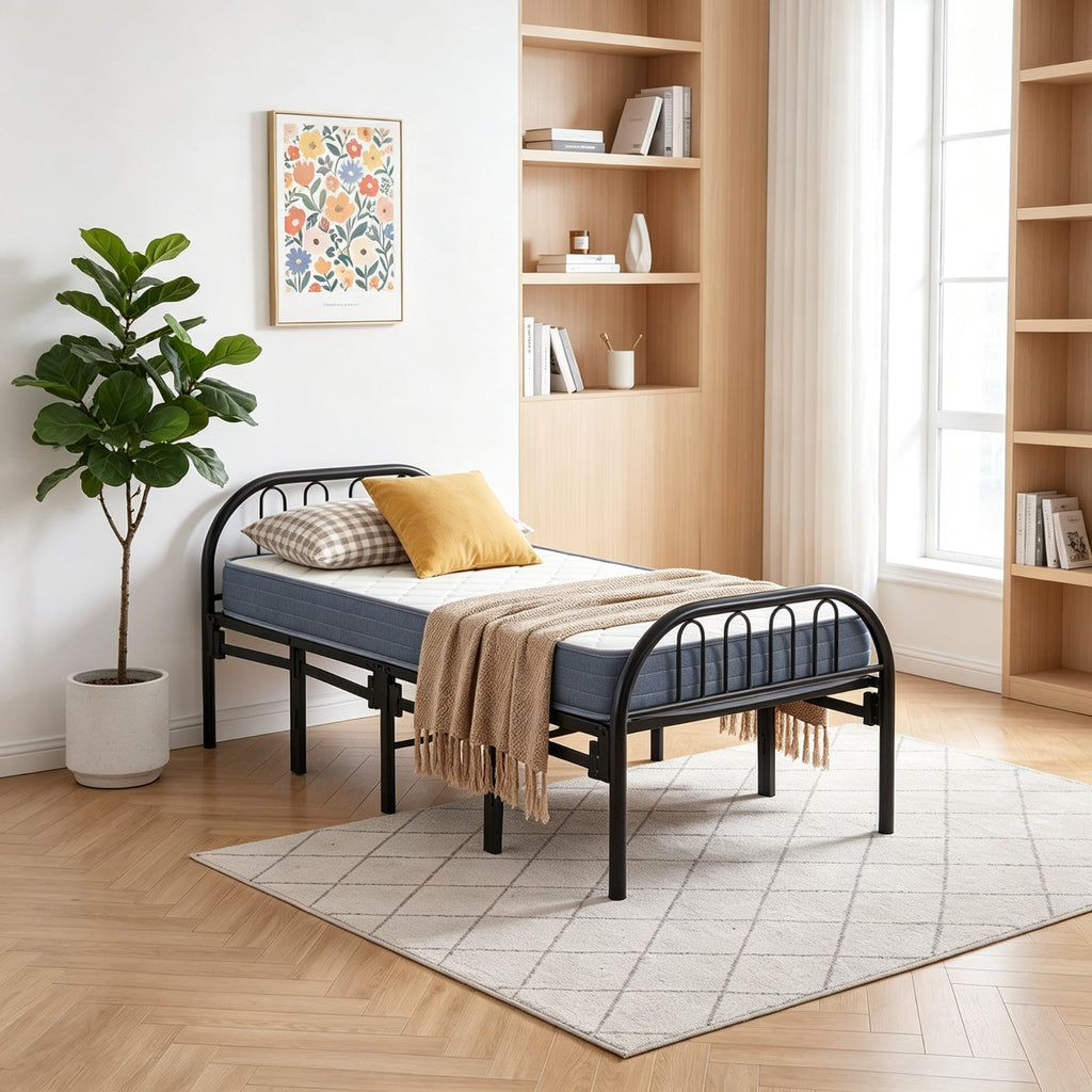 Metal Folding Bed Frame With Secure Buckle Design