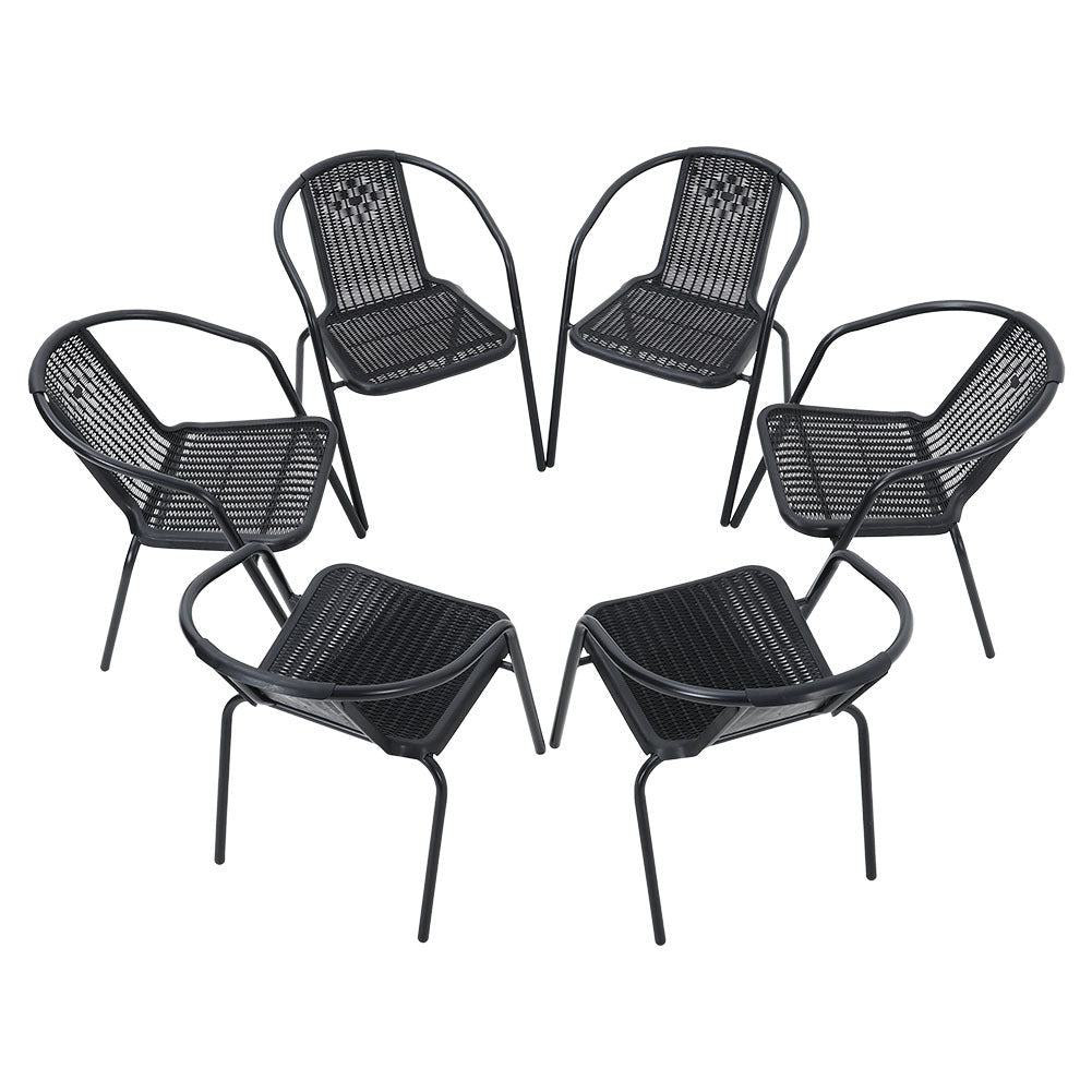 6 Pcs Black Outdoor Dining Chairs
