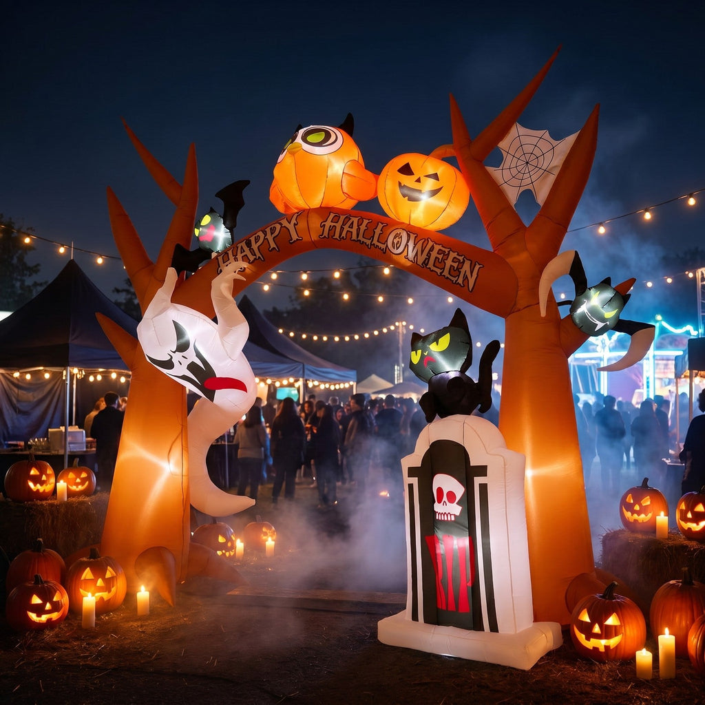 9FT Blow-up Halloween Archway Inflatable Decoration with Built-in LED Lights