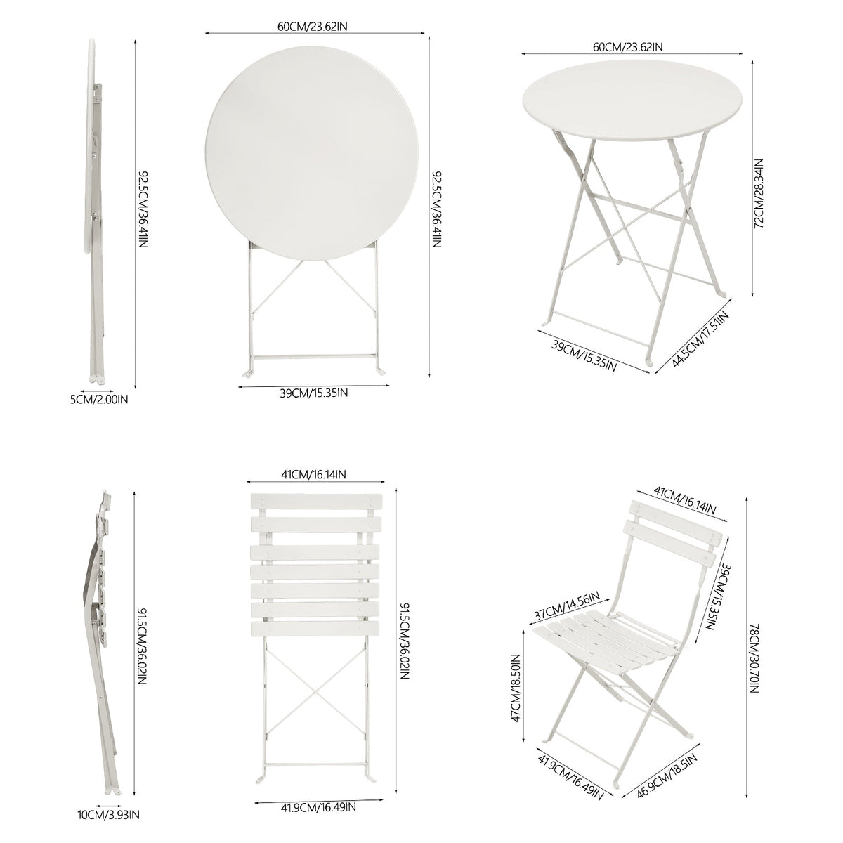 3-Piece Outdoor Folding Bistro Set