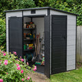 4 x 8 ft Plastic Garden Storage Shed with Pent Roof & Lockable Door
