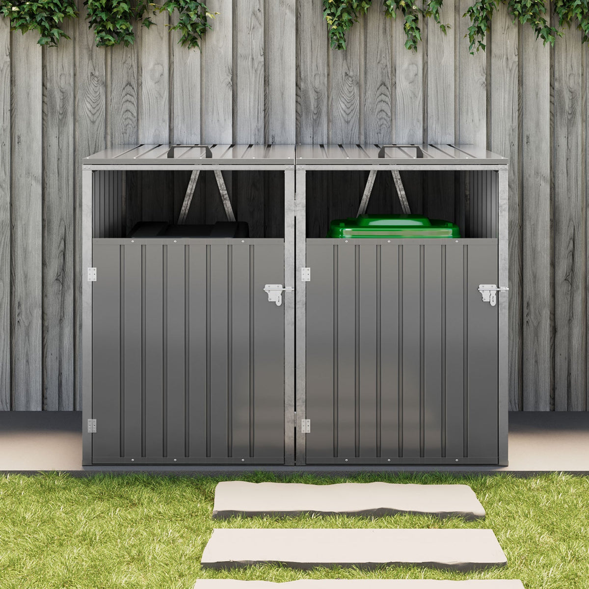 5x4 FT Metal Double Bin Storage Shed