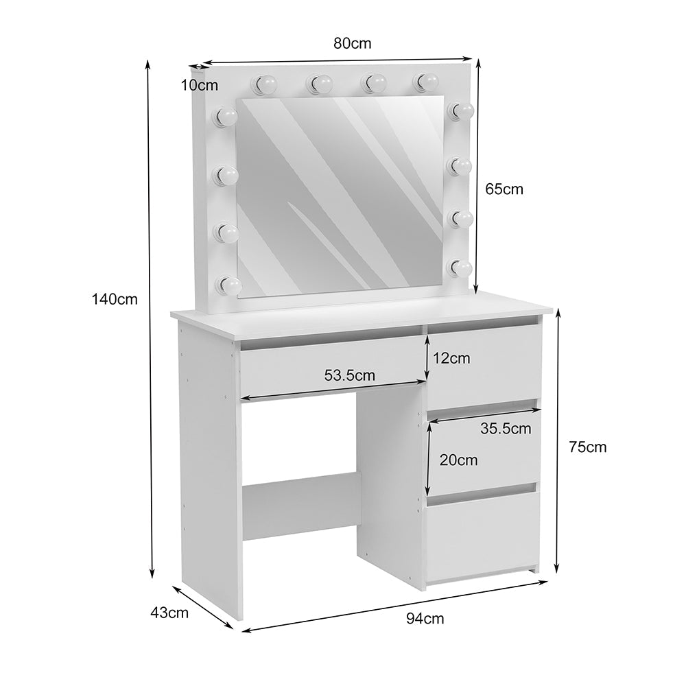 Hollywood Dressing Table with Large Lighted Mirror