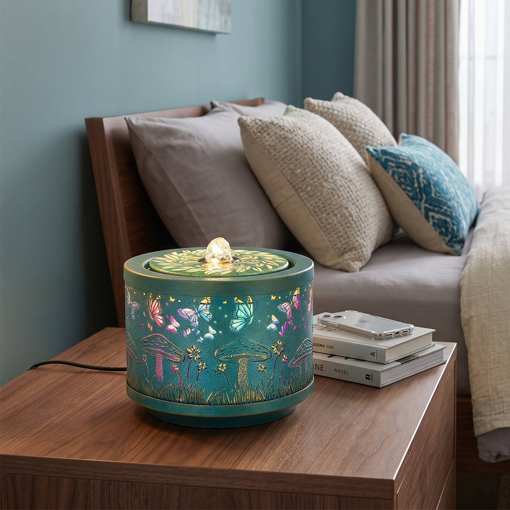 Creative Forest Butterfly Design Metal Tabletop Fountain with Light