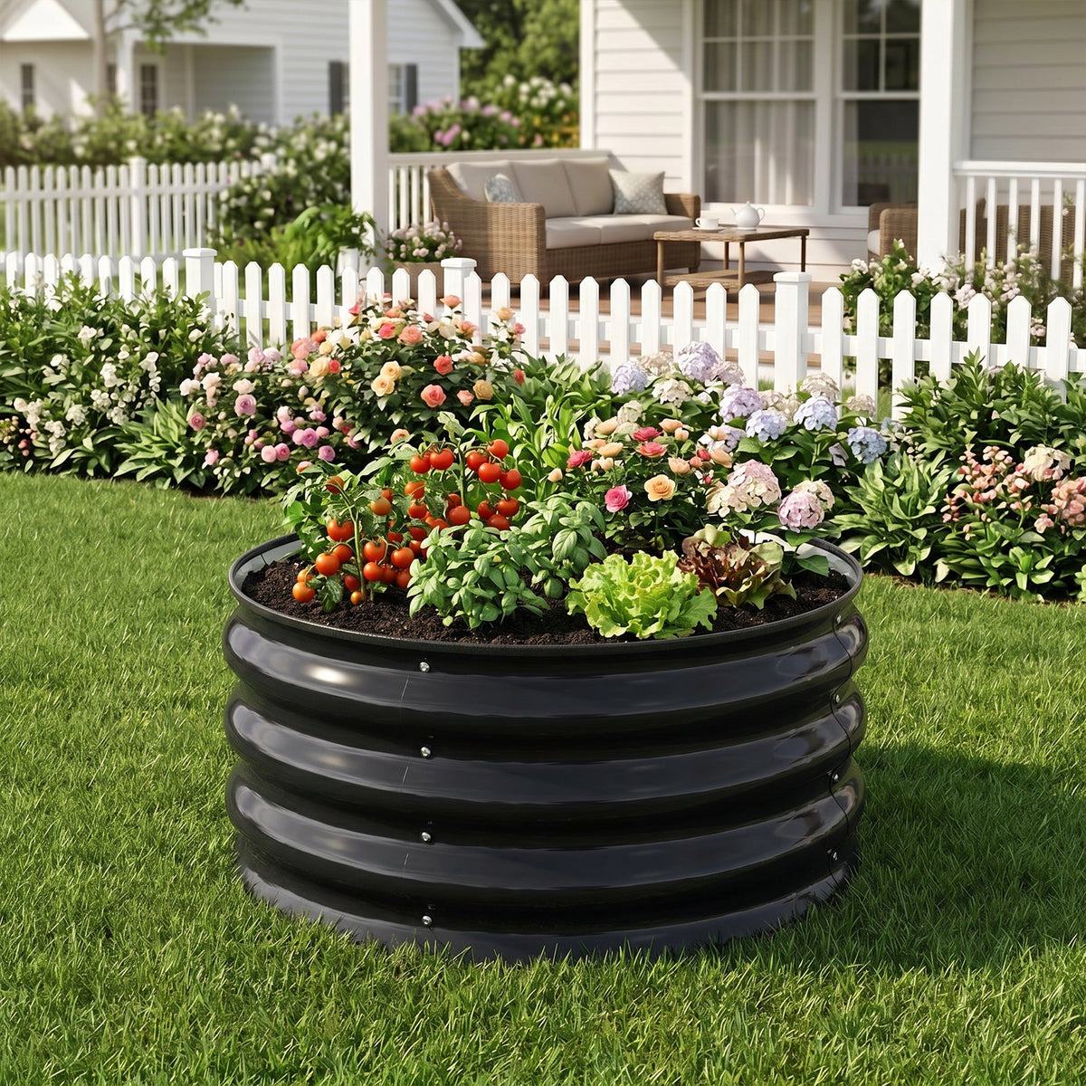 Round Metal Raised Garden Bed
