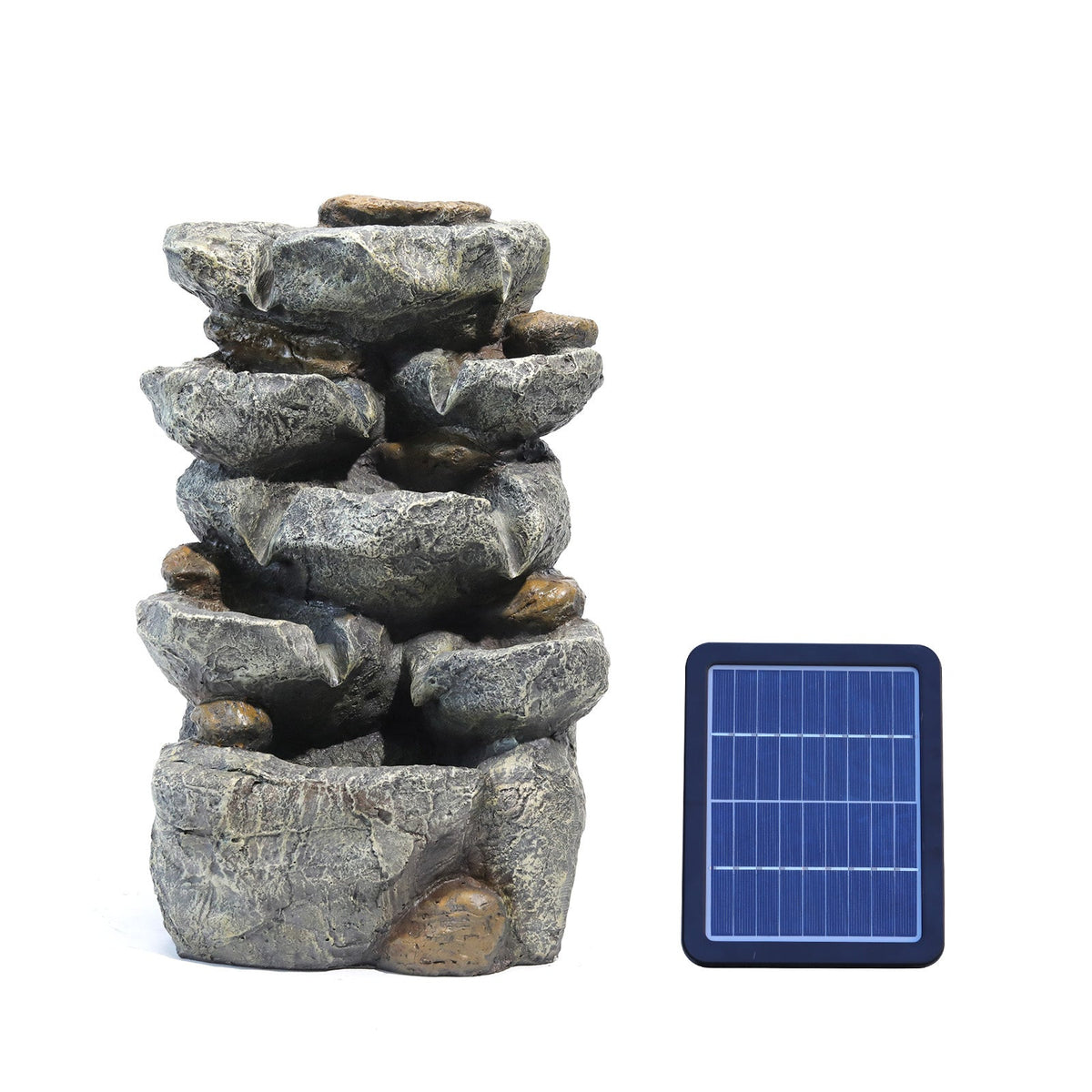 Garden Solar Powered Cascading Waterfall Fountain with LED Lights