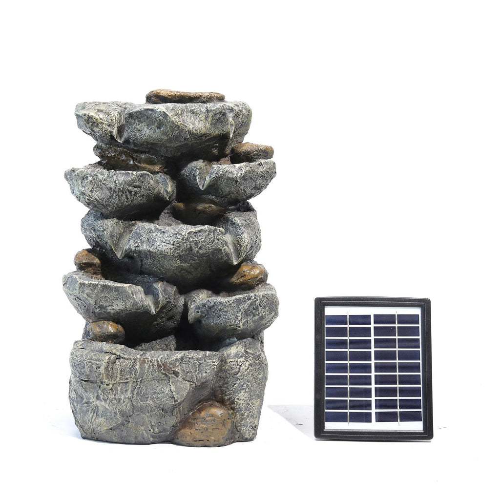Garden Solar Powered Cascading Waterfall Fountain with LED Lights
