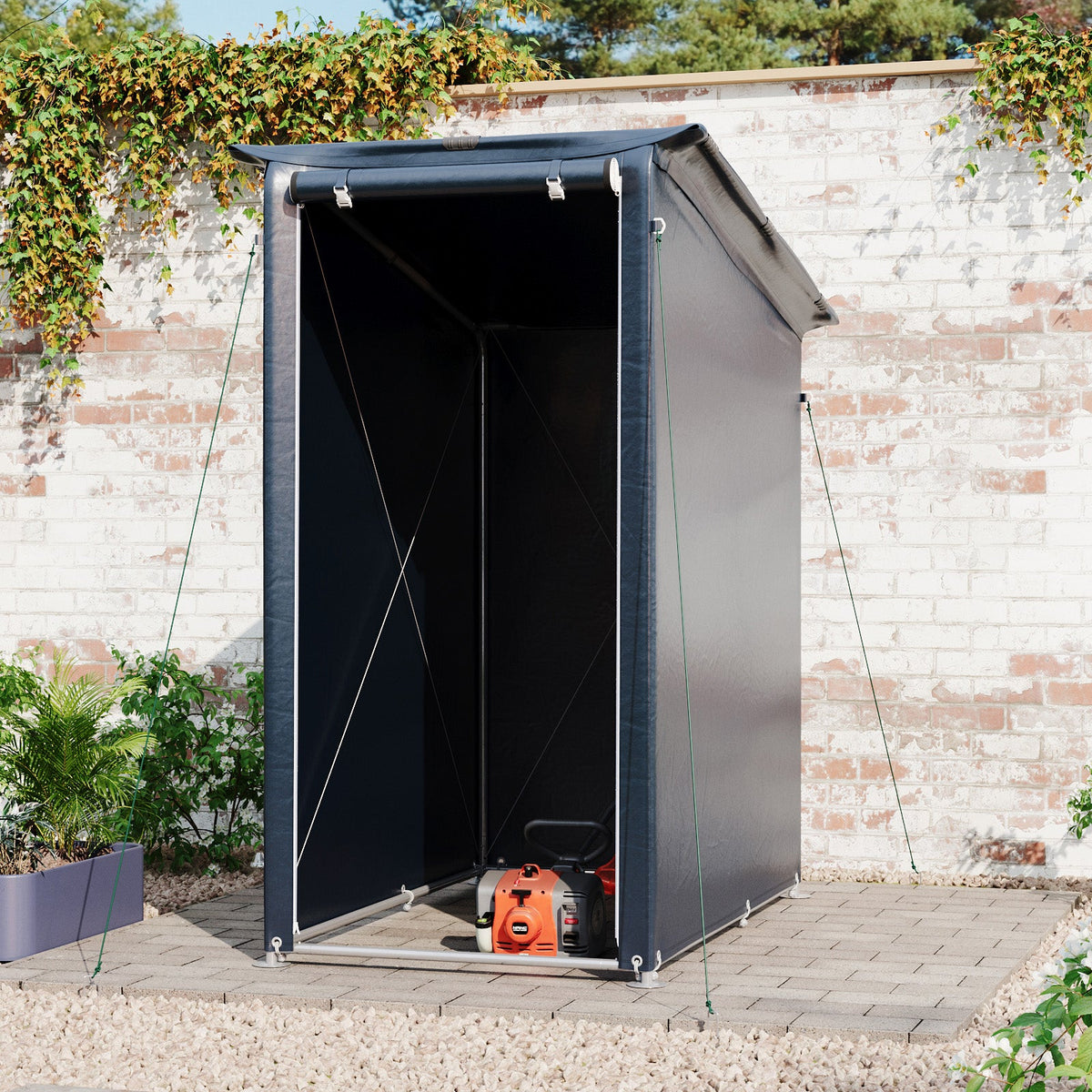 Garden Storage Shelter with Waterproof PE Cover & Roll-Up Zipped Door