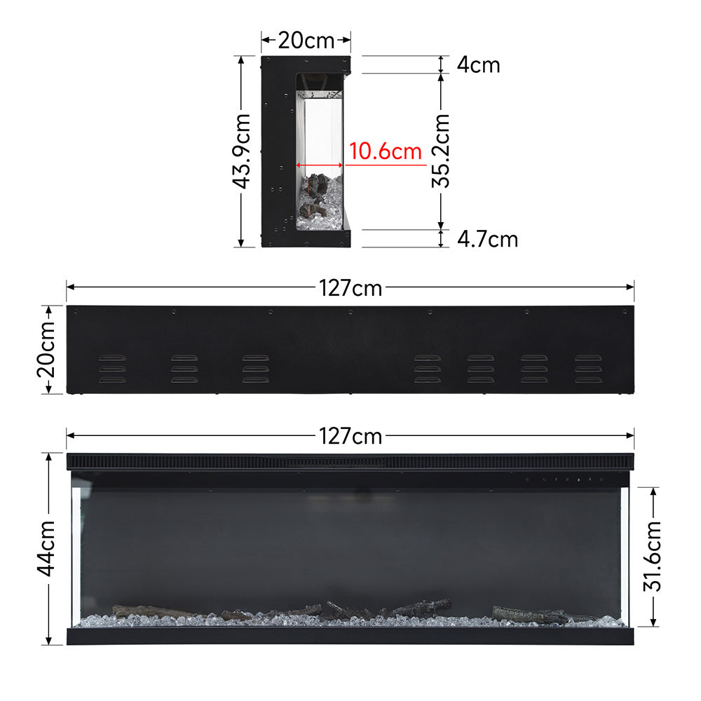 50inch Recessed and Freestanding Electric Fireplace with Remote Control