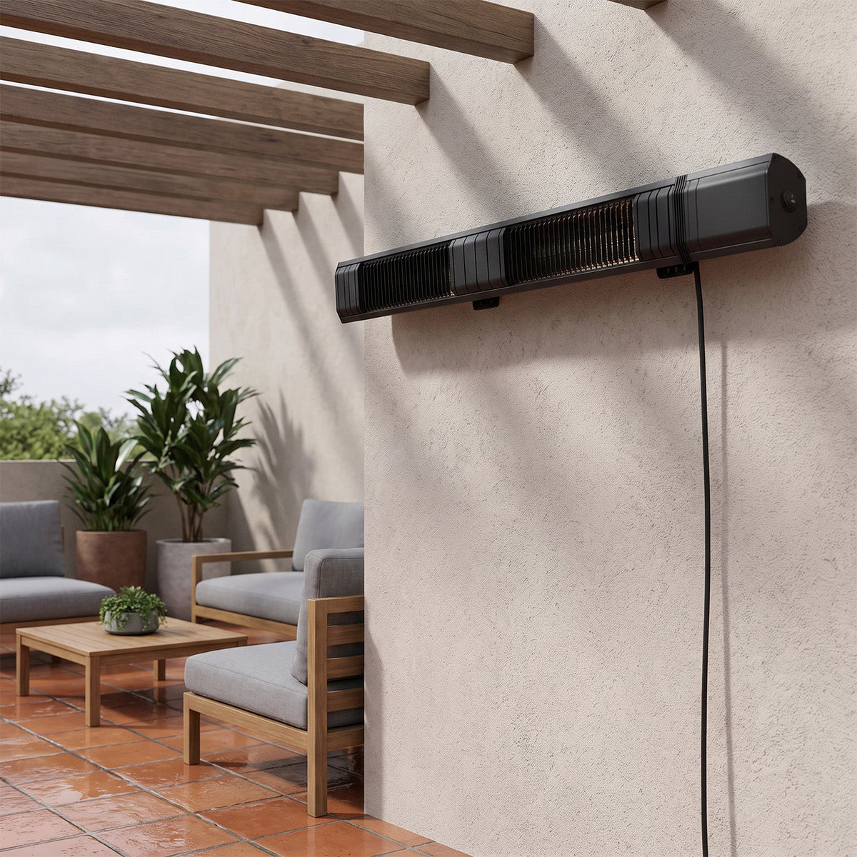 3000W Wall-Mounted Infrared Patio Heater with 9 Temperature Settings & 24H Timer
