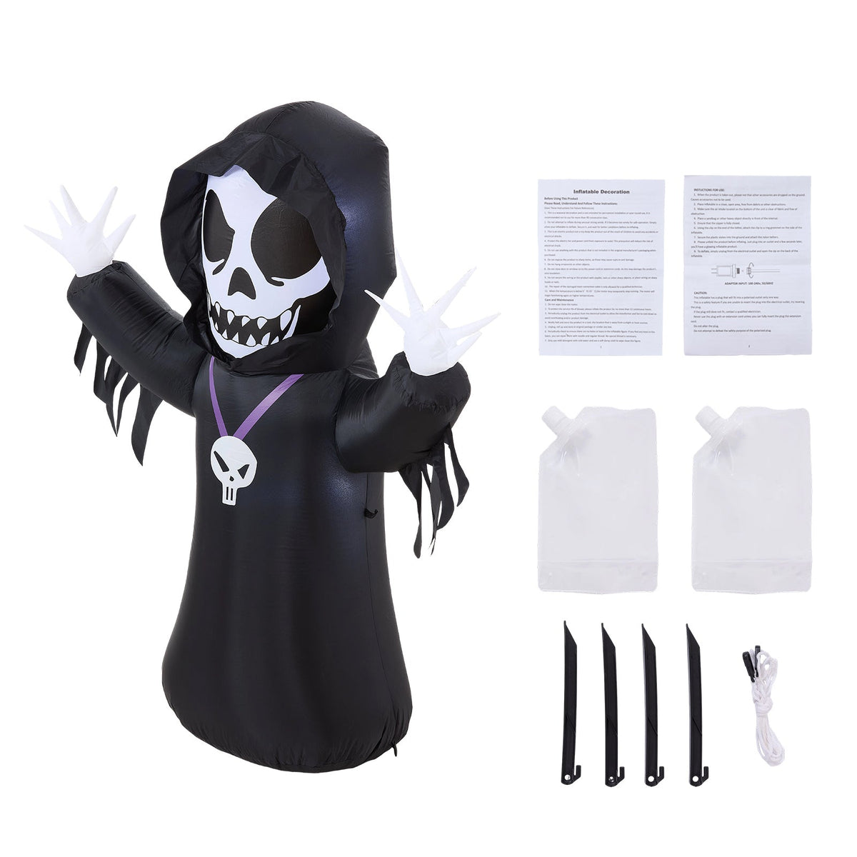 5 FT Halloween Inflatable Grim Reaper Decoration with LED Lights