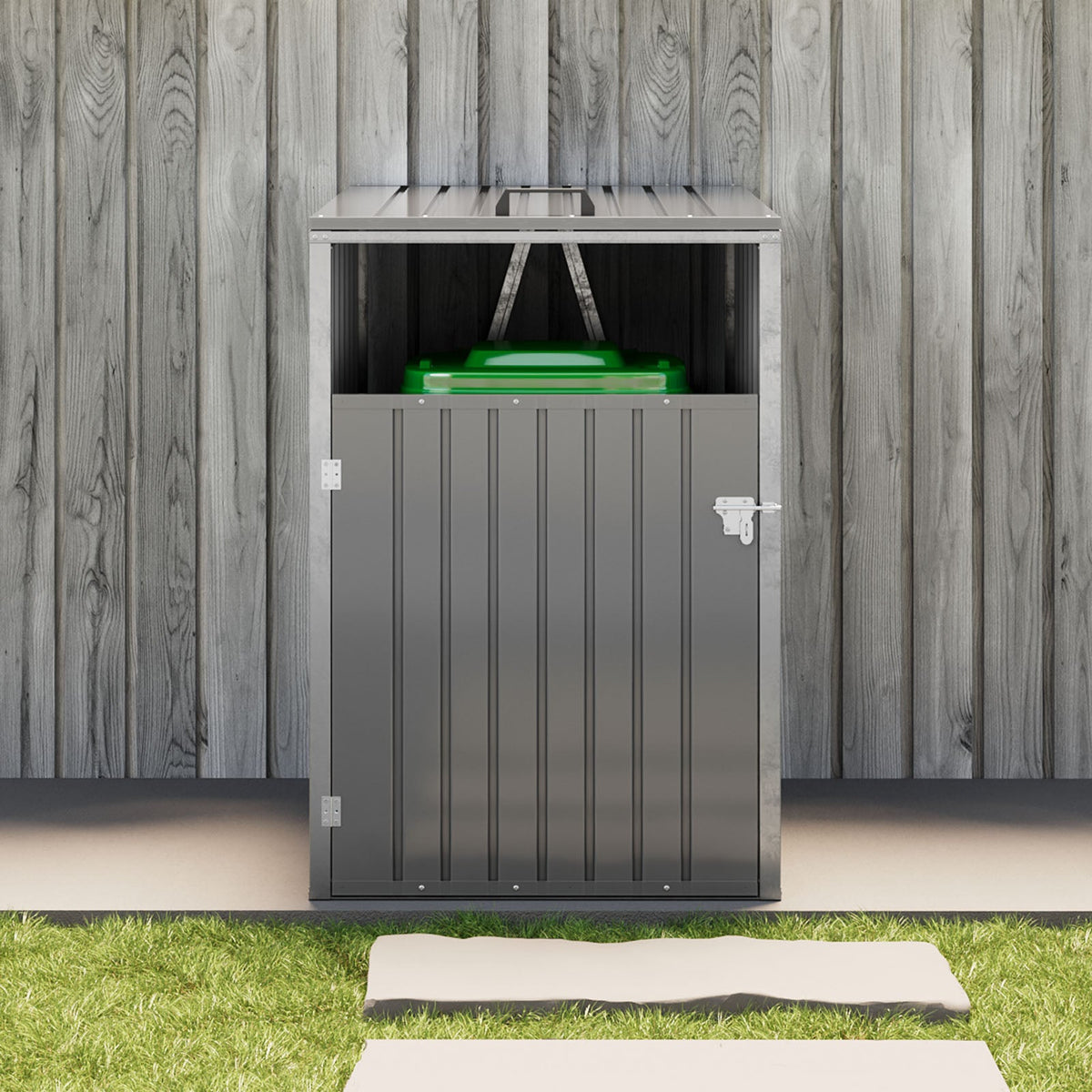 Metal Outdoor Garbage Bin Shed For 1 Trash Bin