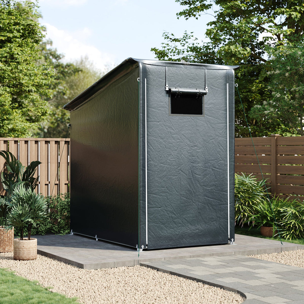 Garden Storage Shelter with Waterproof PE Cover & Roll-Up Zipped Door
