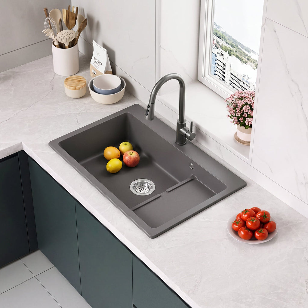 Modern Quartz Resin Composite Kitchen Sink with Waste Kit