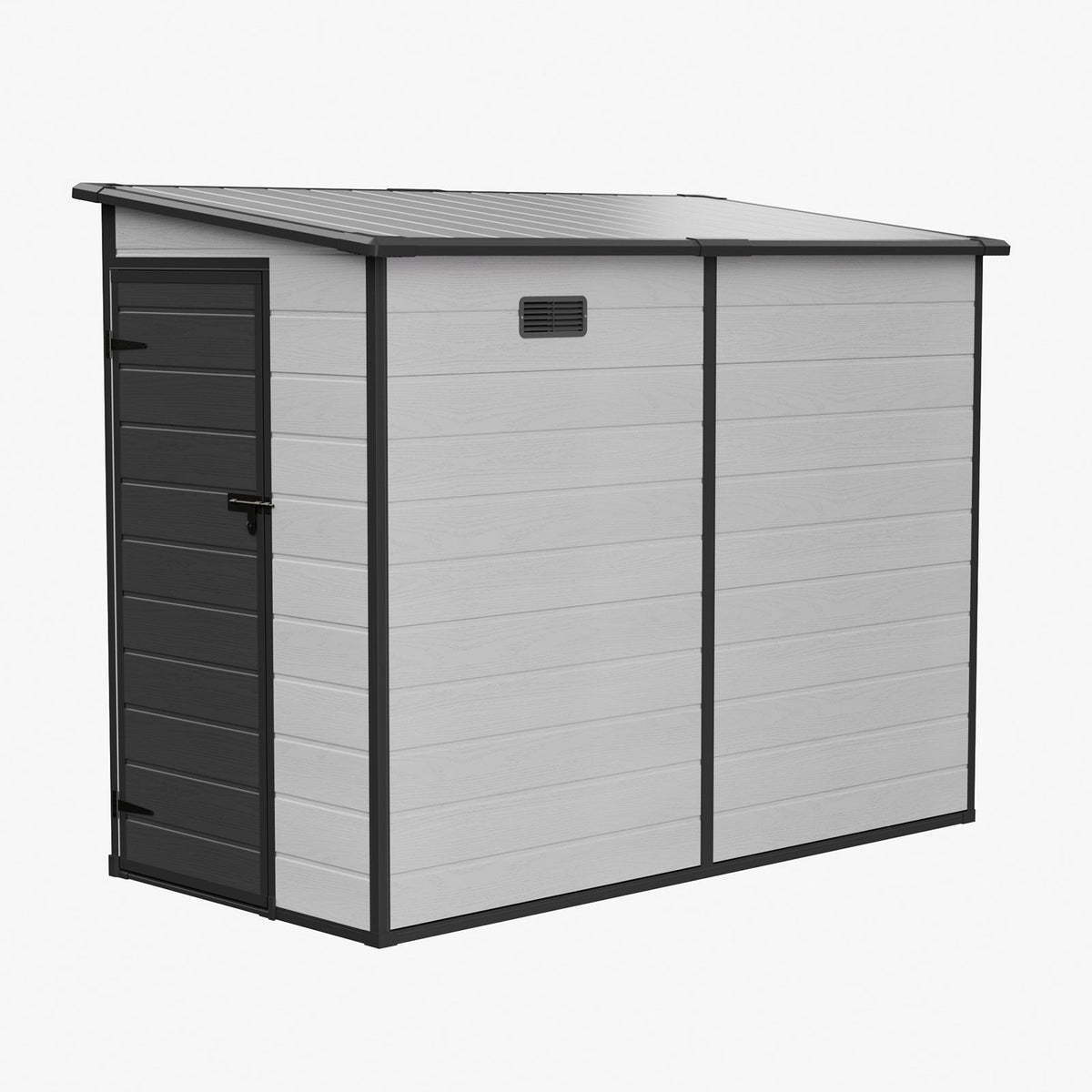 4 x 8 ft Plastic Garden Storage Shed with Pent Roof & Lockable Door