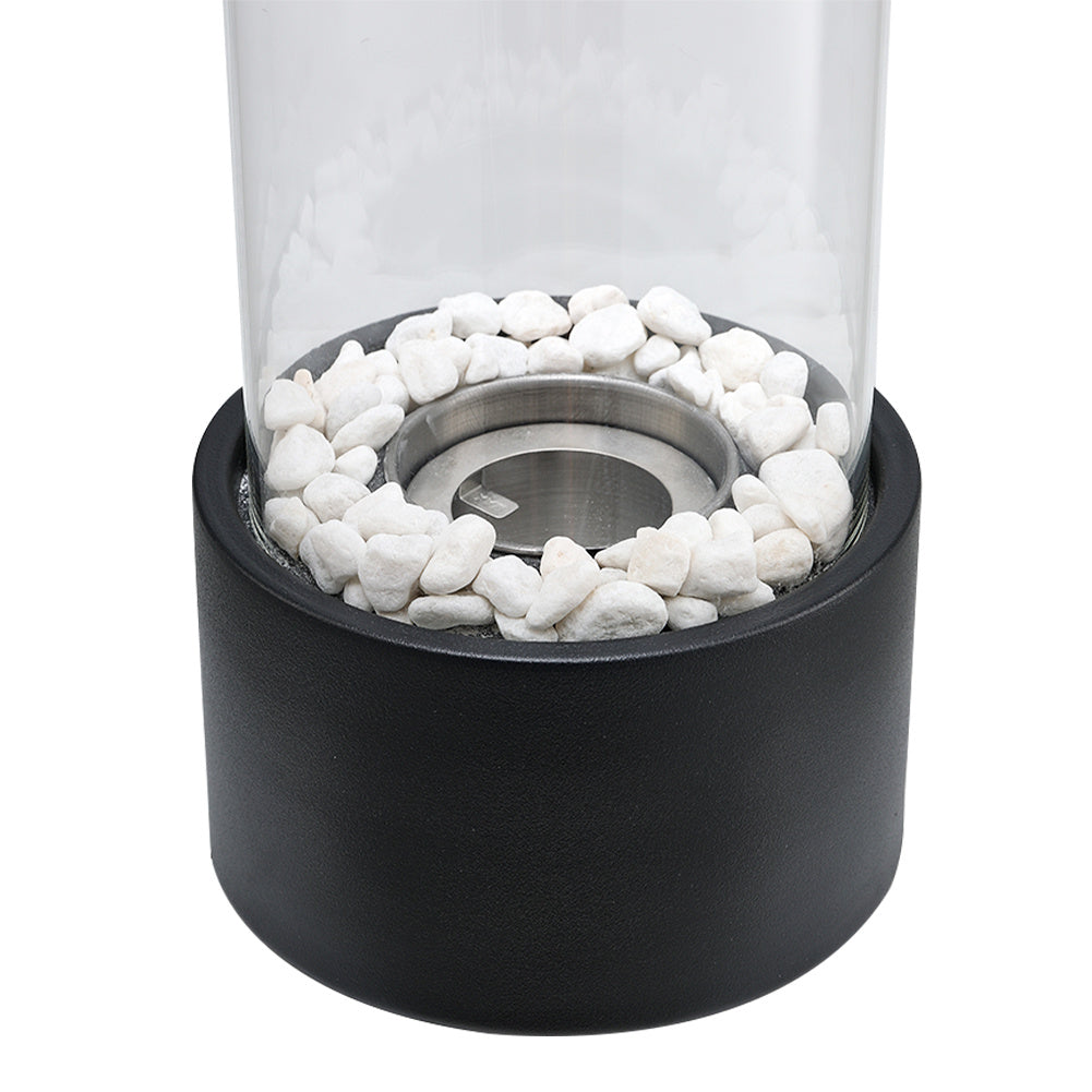 Round Freestanding Tabletop Ventless Ethanol Fireplace with Glass Screen