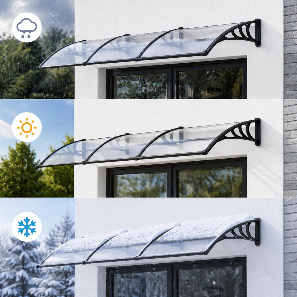 Transparent Outdoor Door Canopy Window Awning with Drainage Channel