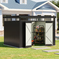 10 x 8 ft Metal Garden Storage Shed with Flat Roof & Double Doors