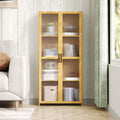 4-Tier Narrow Bookcase Storage Cabinet with Acrylic Door